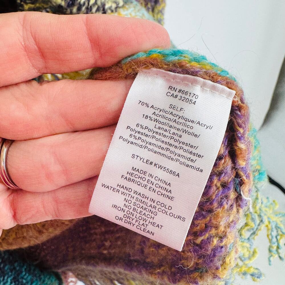 Anthropologie Multicolor Gradient Knit Cardigan - Teal, Yellow, Purple - Picture 7 of 10
